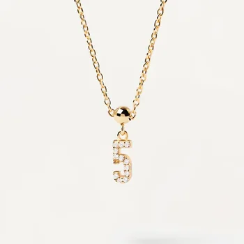 Prata 925 Esterlina de Número da Sorte Colar Personalizar números 4 diamond sparkle colares com pingente de um número pingente mulheres jóias