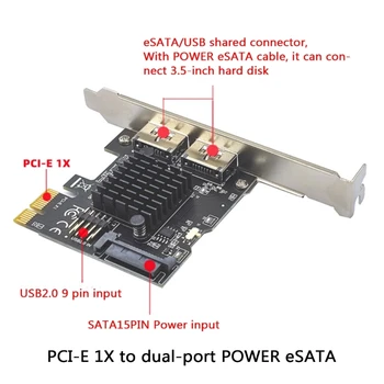 Pci-e da Porta Dupla do PODER SOBRE ESATA pci-e para Power eSATA USB, Cartão de Expansão
