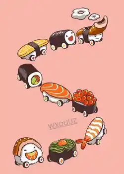 Engraçado dos desenhos animados Sushi Cartaz Japonês de Alimentos Sushi em Tela Pintura em Restaurante de Cozinha de Parede Imagens de Arte da sala de Casa Decoração
