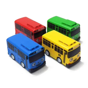 Novo 4pcs/set ko Brinquedo o Pequeno Autocarro Mini Plástico Puxar para Trás Azul Censurar Vermelho Gani Amarelo Lani Verde Rogi Ônibus Modelo de Carro para Bebê de Presente