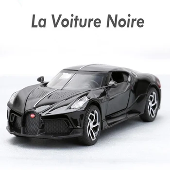 1:32 Da Liga De Carro Bugatti La Voiture Noire Metal Brinquedo De Veículos De Som, De Luz, Puxe Para Trás O Modelo Crianças Presente Bauble Para O Menino Do Carro De Esportes