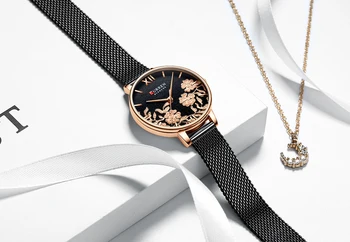 CURREN Mulher Relógios para Mulheres de melhor Marca de Luxo de Aço Inoxidável, Pulseira de relógio de Pulso de Moda Casual Flor Dial Senhoras Quartzo Relógio