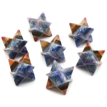 Cristal Merkaba De Pedra Natural Merkabas De Satélite Jóia Polida 7 Chakra Mini Ornamento Reiki Hexagrama Estrela Decoração Coleção