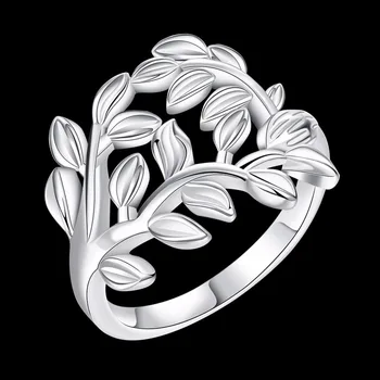 Lekani 925 carimbo de prata, cor de Árvore E Folhas de Design de Mulher de Casamento, Festa de Noivado, Anéis de Jóias de Moda Vintage Estilo europeu