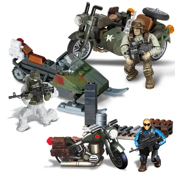 Militar Blocos de Construção Tropas Especiais de Moto Snowmobile SWAT Soldados Figuras de Ação, Modelo de Conjunto de Brinquedos para Crianças Meninos Presente