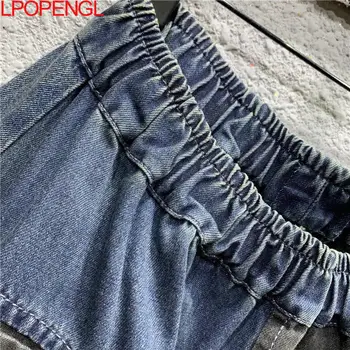 Mulheres de Cintura Alta Chique Cortada Calças Subsidiar Jeans Hip Hop Rua Cruz-calças de Comprimento Total Roupas Namorado Lavado Calças 2022