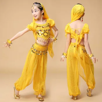 Crianças de Dança do Ventre, Figurinos Definir Dança Oriental Trajes de Meninas Egito Egípcio Bollywood Indiana Dança do Ventre Roupas Índia 6Color