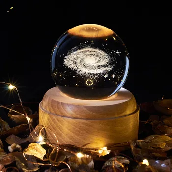 Caixa de música Bola de Cristal Luzes da Noite de Vidro, Lâmpadas de Projeção Universo Lua Galaxy Terra de Artesanato ambiente de Trabalho de Casa Decoração para Crianças Presentes