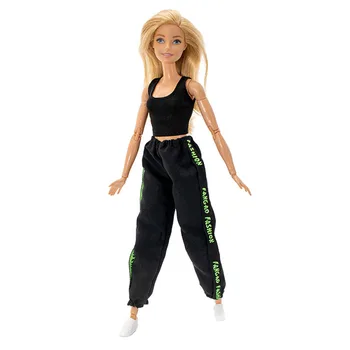 Colorido Boneca de Moda de Roupas para a Barbie Roupas de vestuário Desportivo de 1/6 Bonecas Acessórios T-shirt Colete Calças Calças de Brinquedos