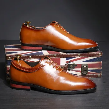 Homens Formal de Sapatos de Cabeça Quadrada de Moda de Sapatos de Couro de Homens de Grande Tamanho Lace Vestido de Negócio Sapatos de Qualidade de Casamento Sapatos Masculinos