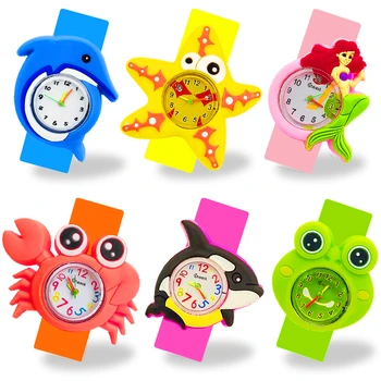 Nova Chegada das Crianças de Relógios de Alta Qualidade de desenhos animados Caranguejo/estrela do mar/sereia/baleia/sapo Kids Meninas, Relógio Casual Relógio de Quartzo Relojes