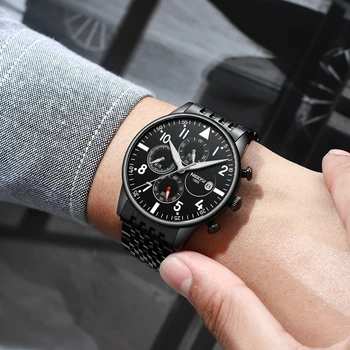 NIBOSI Moda de Aço Inoxidável do Relógio de Quartzo Relógios Mens Top de marcas de Luxo do Cronógrafo relógio de Pulso Impermeável Relógio Masculino