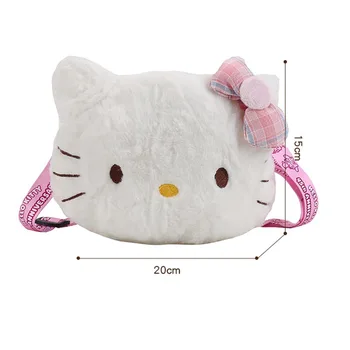 Sanrio Anime Kawaii Hello Kitty de Pelúcia Bag duplo Mini de Um Ombro Messenger Bag de Pelúcia Mochila Saco de Armazenamento de Presentes de Aniversário para Meninas