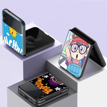 Dr Slump Arale Anime Para Samsung Galaxy Z Flip 4 3 5G Caso de Telefone Preto de Capa Dura, ZFlip 4 3 Luxo à prova de Choque-Choque Coque