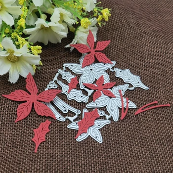 3D Ofício de corte de metal morre corte die molde de flor de Natal deixa a página de Recados de papel de faca artesanal molde lâmina soco estênceis morre
