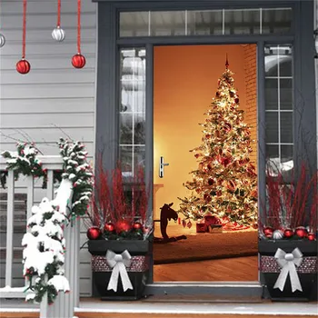 Personalizar Tamanho Natal Adesivo Mural na Porta Auto-Adesivo Natividade De Jesus, Porta Etiqueta Cartaz de Natal Decoração de papel de Parede