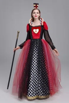 Halloween Alice Rainha Vermelha Fantasia de contos de Fadas no país das Maravilhas Iracebeth Cosplay Mulheres Adultas Deluxe Carnaval Vestido de Fantasia