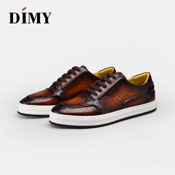 Dimy 2019 artesanal personalizado lace preguiçoso sapatos de verão, de homens de couro respirável sapatos casuais Brock Inglaterra vento