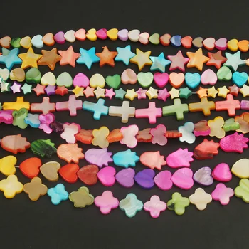 Natural Shell de Miçangas Coloridas Mãe de Pérolas Coração, Estrela, Borboleta Solta Esferas Espaçador para Fazer Jóias DIY Pulseira Colar