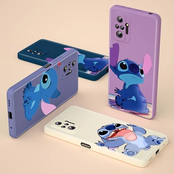 Silicone líquido Capa Mole Disney Stitch Bonito dos desenhos animados Para o Xiaomi Redmi Nota 7 8 8T 9T 9 9S 10S 10T 10 Pro Max 5G Caso de Telefone