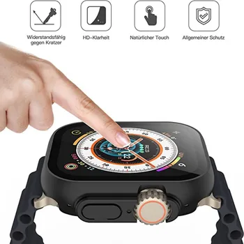 Vidro+Case Para Apple caixa de Relógio de Ultra 49mm smartwatch PC pára-choque+Protetor de Tela Temperado Tampa do iwatch da série Ultra Acessórios