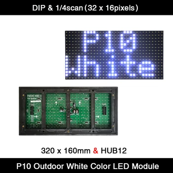 P10 Exterior Impermeável de Cor Branca MERGULHO CONDUZIU o Painel de Visualização 320mmx160mm Display LED Módulo de 32 x16 do Pixel do DIODO emissor de Unidade