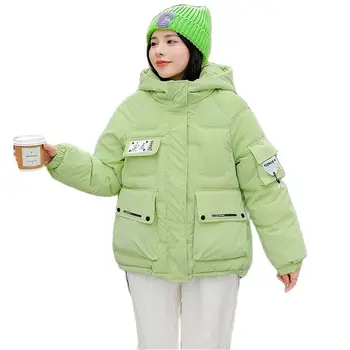 Moda das Mulheres Casacos de Inverno De 2022 Curto Esportes Engrossado Nova e Brilhante coreano Carta de Correspondência de Cores Espessamento das Mulheres Casaco