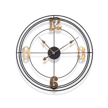 Arte Criativa Relógio De Parede De Ferro Sala De Estar, Relógio Simples Retro Nórdicos Criativo Relógio De Parede Design Moderno