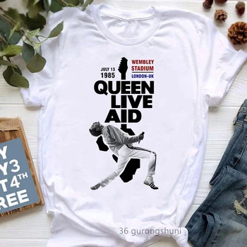 Rock Queen, Banda Tshirt Mulheres Freddie Mercury impressão vintage t-shirt estética roupas de verão feminina de cor-de-rosa gráfico t-shirts