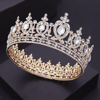 Lindo Cristal Nupcial Coroa para a Rainha Noiva Tiaras de Luxo Concurso Casamento Diadema de Cabelos Jóias de Baile Acessórios de Cabeça