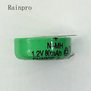 Rainpro 1PCS/LOTE 1.2 V 80mAh Ni-MH, Ni MH Baterias Com Pinos Recarregável Pilha Botão timer