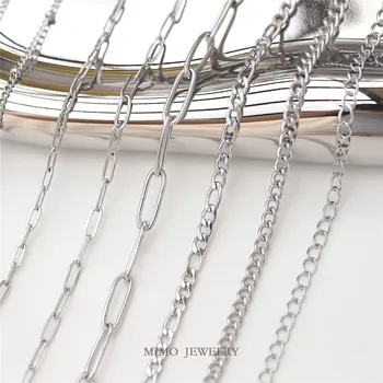 Não esmorecer titânio de aço primário de aço O corrente cordão corrente praça cadeia solto da cadeia de DIY pulseira colar acessórios