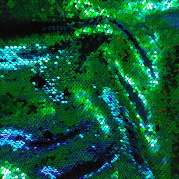 60x50cm Bling Bling Animados Misterioso Pavão Verde de Paetês Dupla face Reversível Sequin Tecido de Cetim de Volta Tecido de Lantejoulas de Costura