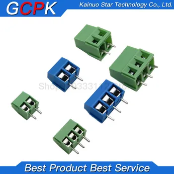 20PCS/MONTE KF301-2P 3P KF350-2P 3P KF128 Parafuso 2 pinos 3 5.0 mm Reta Pin de Parafuso do PWB Bloco Terminal Conector Azul e verde