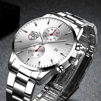 Moda de luxo Mens Relógios De Homens de Aço Inoxidável de Quartzo relógio de Pulso de Homem Casual de Couro Relógio Luminoso do Relógio relógio masculino