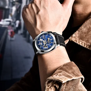 BENYAR Relógios de homens de Definir Reloj Hombre Marca de Topo Mecânico Automático de Couro Impermeável Relógio do Esporte Homens Relógio Masculino