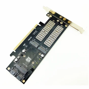 Placa Riser M2 NVMe SSD NGFF para PCIE 3.0 X16 Adaptador para Chia de Apoio à Mineração Tecla M NVME SSD Chave B M. 2 SATA SSD mSATA 3 em 1 Adaptador