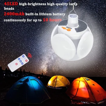 Exterior LED Solar Deformável de Futebol Lâmpada de Luz de Holofotes USB DC Portátil Recarregável Lanterna Lanterna elétrica de Acampamento de Suprimentos