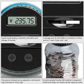 Digital Moeda de Contagem de Economia de Dinheiro de Caixa Eletrônico Porquinho LCD Depósito Jarra de Cálculo Automático Recipiente Presente Canadense