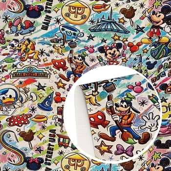 Disney Pato Donald 20*33cm Lichia Impresso Faux Couro Sintético Folha de Tecido Para Arcos Brincos Saco de Vinil de Artesanato DIY feito à mão