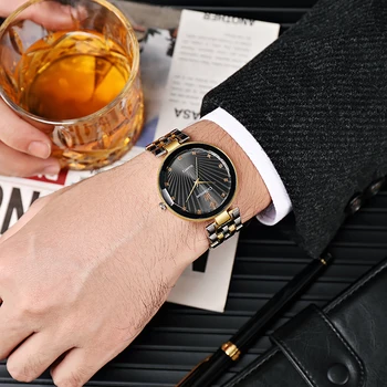Total dos Homens de Aço Inoxidável Relógios de Quartzo montre homme Design de Moda Nova Mens relógio de Pulso Relógio Masculino conjuntos de quarto de kol saati de Luxo