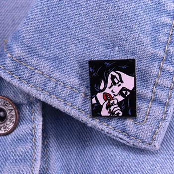 Chorando quadrinhos menina emblema Lichtenstein pop art broche de lágrima de tristeza pin mulher moderna jóias