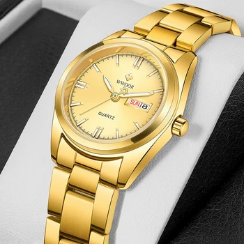 Relógio Feminion WWOOR Marca de Topo Moda Senhoras Relógios pulseira de Aço Inoxidável de Quartzo do Relógio de Pulso Relógio Feminino Relógio Montre Femme