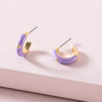 Primavera Chegada Nova Moda Jóias de Ouro, Cor de Cobre Mini Esmalte Pequenos Brincos para Mulheres