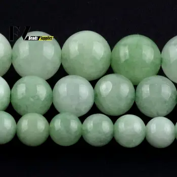 Pedra Natural Verde Birmanês Jades Miçangas Para Fazer Jóias Pulseira Colar Acessórios 6/8/10mm Rodada Solta Espaçador de Grânulos de 15