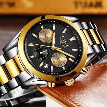 Relógio Masculino LIGE Mens Quartzo relógio de Pulso Superior a Marca de Moda de Luxo Relógio de mergulho Homens 30ATM Impermeável Data de Relógio de Relógios do Esporte