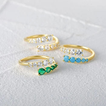 MC Prata 925 Esterlina, Anel de Noivado Vintage de Luxo Verde Branco azul-Turquesa Pedras preciosas, Anéis para as Mulheres de Jóias de Casamento Anillos