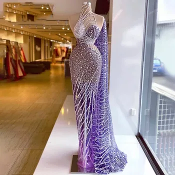 Árabe de Dubai Longo Vestido de Noite 2022 Luxo Sereia Contas com Cabo Sexy Mulheres Africanas Formal Prom Vestido de Festa