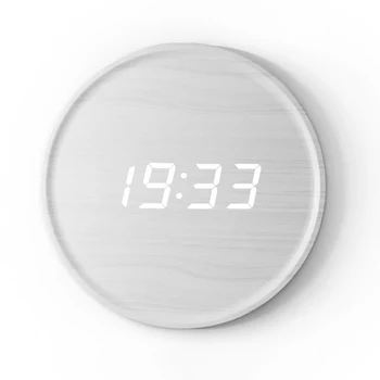 Madeira Relógio de Parede LED Luminoso de Uma Sala de Relógios de Parede Decoração da Casa Inteligente Escurecimento Temperatura Voz de Detecção de Luxo Relógios