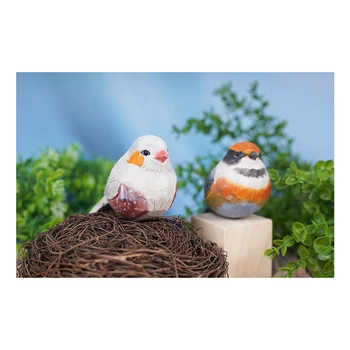 Nordic De Madeira Pássaro Ornamentos Pintadas Linda Miniaturas De Animais De Artesanato Feito A Mão Escultura Decoração Estatueta Para Casa Suprimentos Presentes